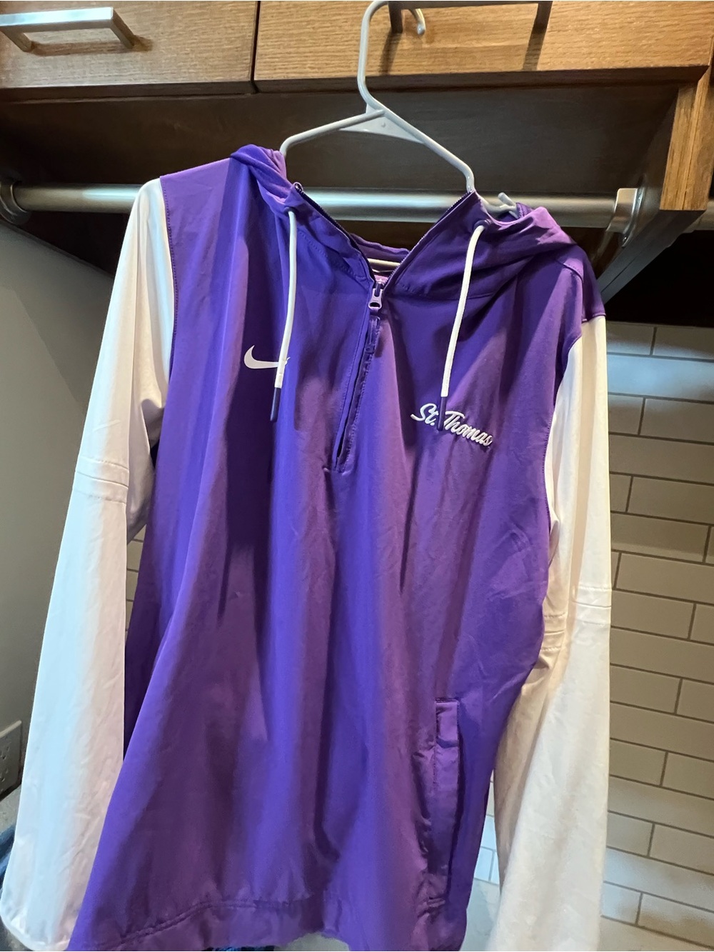 Nike Purple and White university St. Thomas Half-Zip Hooded Pullover